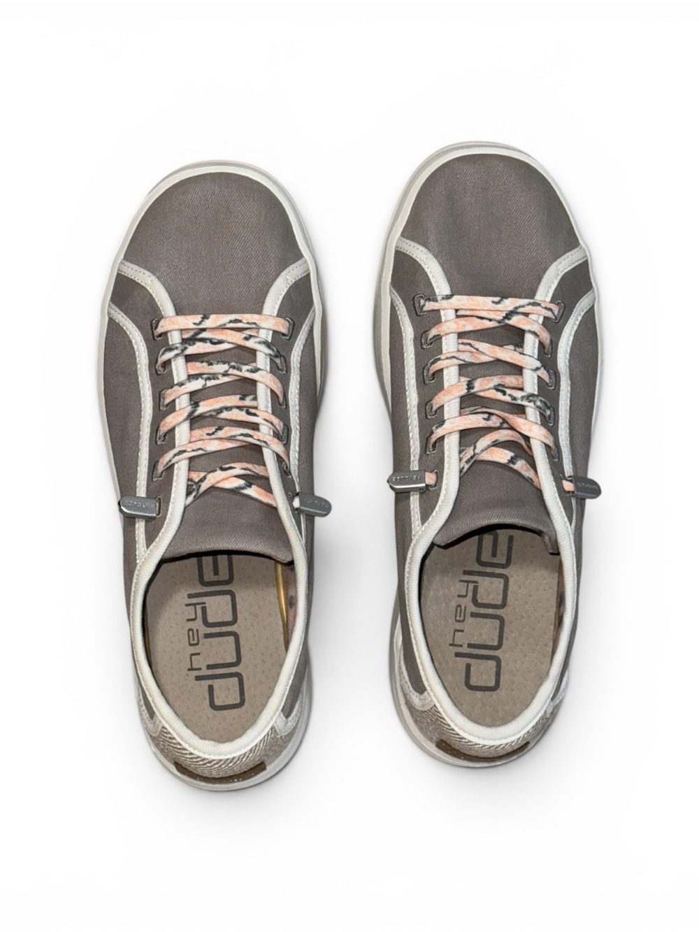 HEYDUDE Women's Karina Joy Stone Grey Slip On Canvas Sneakers Shoes Size 8